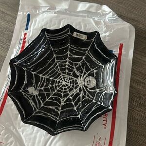 COPY - Bath&Body Works black & silver spider web 3wick candle holder plate